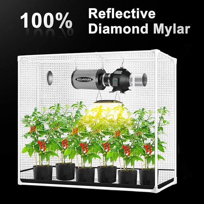MELONFARM 2x4 Grow Tent, 48"x24"x60" Grow Tent, Double Transparent Viewing Door Indoor Grow Tent, Growing Tent with High Reflective Mylar & Floor Tray, Plant Tent for Indoor Hydroponics Growing