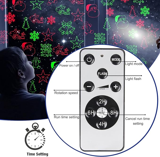 Christmas Laser Lights Projector Outdoor, Projector Lights Landscape Spotlight Red and Green Star Show with Xmas Decoration Patterns for Indoor Outdoor Garden Patio Wall Yard