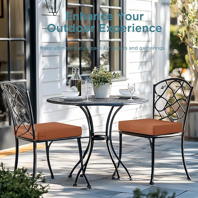 Codi Outdoor Seat Cushions for Patio Furniture 22x22 Inch, Waterproof Chair Cushion with Handles & Adjustable Straps, Fade Resistant - Set of 2, Spice