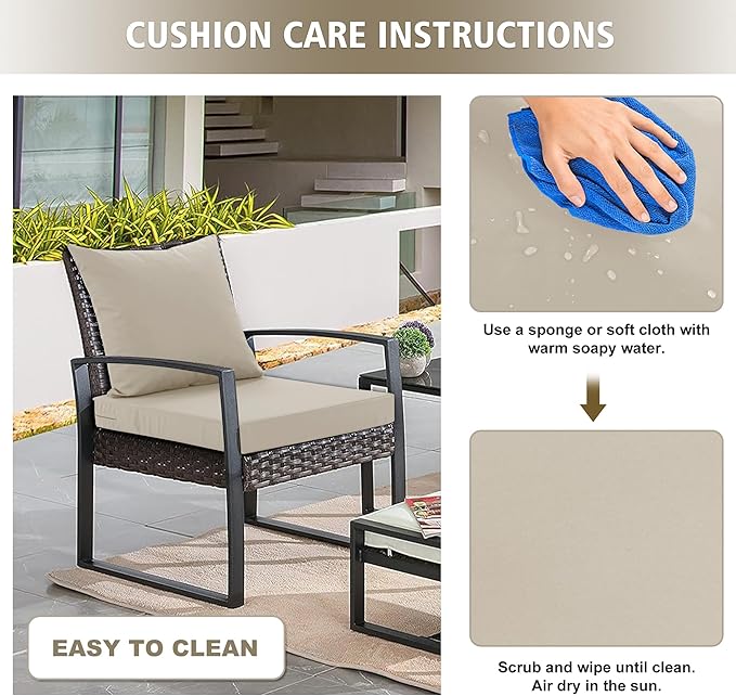 24x24 Inch Outdoor Cushions for Patio Furniture, Waterproof Outdoor Chair Cushions w/Fade-Resistant, Removable & Machine-Washable Covers, Deep Seat Sofa/Couch Pad Replacement – Set of 1/2/4, Cream