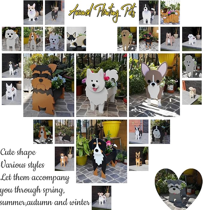 Black English Bulldog Dog Planter Plant Pots,Cute Garden Dog Flower Planter,Dog Planters Birthday Gifts for Women,Office,Indoor/Outdoor Decor（9.45 * 7.48 * 10.63in）