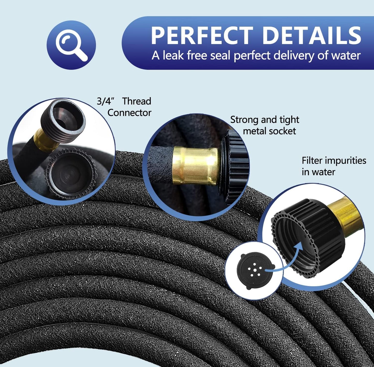 Soaker Hose 100 FT for Garden Beds, 1/2’’ Rubber Garden Soaker Hoses 100 FT with Connectors, Drip Irrigation Watering Hose for Vegetable, Tree, Lawn Yar (100 FEET)