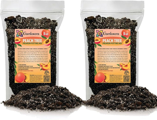 Premium Peach Potting Soil Mix - Optimal Nutrient-Rich Blend for Thriving and Juicy Peaches - 10 Quart
