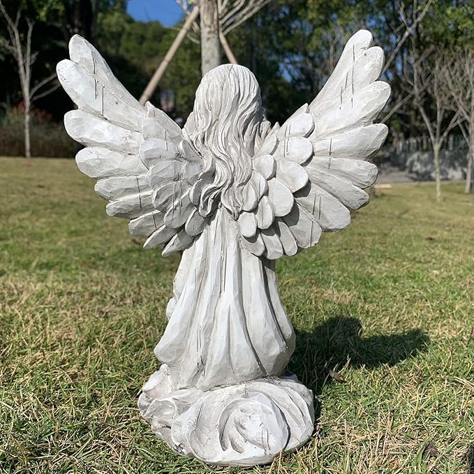 Praying Angel Garden Statue, Religious Fairy Sculpture Waterproof Decorative Figurine Art Decor for Patio, Lawn, Yard, Housewarming Ornament Present Angels HSa-1