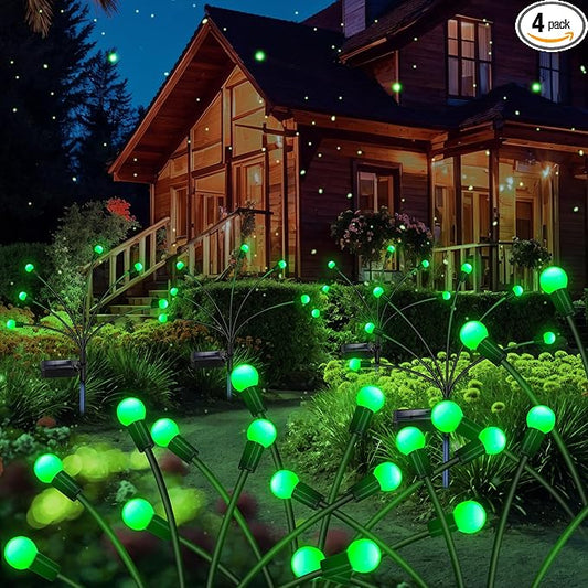Solar Garden Lights Outdoor, 4 Pack 24LED Waterproof Solar Powered Lights for Yard Pathway Patio, Swaying Lawn Decor as Gardening Gifts for Women Holiday(4 Pack Green)