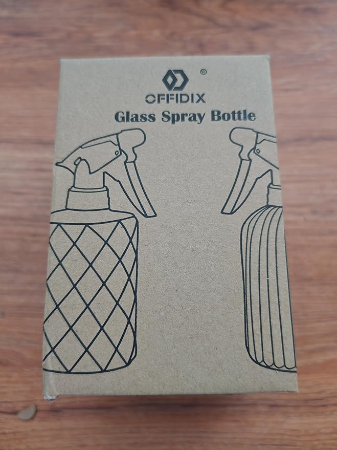 OFFIDIX Glass Spray Bottle, Fine Mist Plant Mister, Handheld Pressure Watering Can, Adjustable Nozzle Glass Spray Bottle, 0.35L/11.8oz Handheld Spray Bottles for Garden Plants Cleaning Solutions