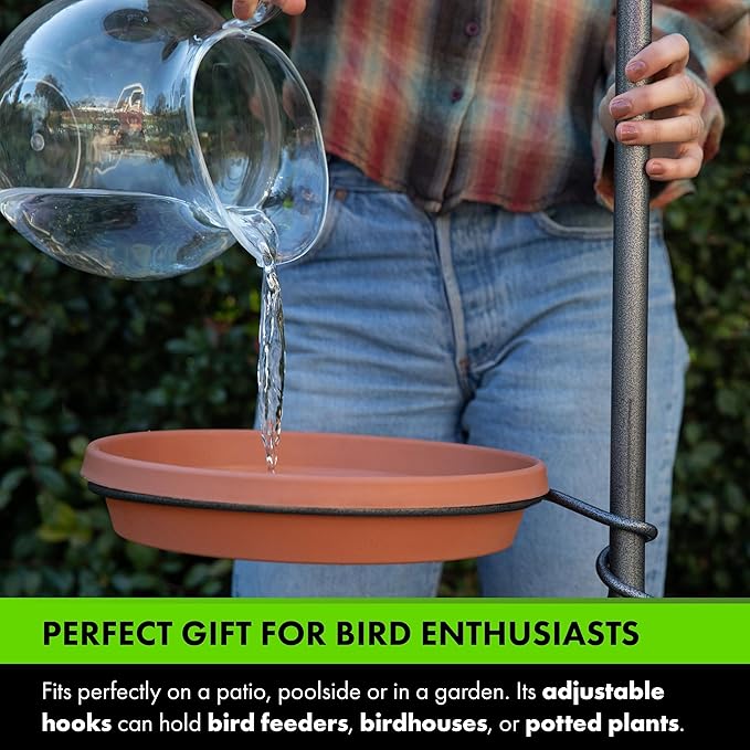 Yard Butler Yard Tree Bird Center - Durable Bird Feeder Holder & Hanging Plant Stand with 3 Hooks & Birdbath Ring - Beautiful Yard Decoration