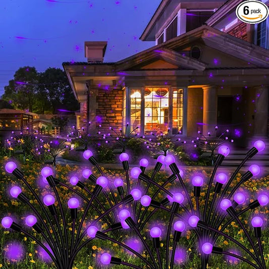 Kohlrabi Solar Garden Lights Outdoor, 6 Pack 60 LED Solar Purple Firefly Lights Waterproof, Sway by Wind, Solar Swaying Light for Yard Patio Backyard Garden Planter Flower Bed Pathway Decoration