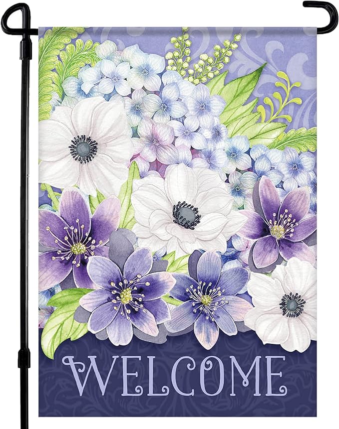 Spring Garden Flags 12.5x18 Double Sided - Floral Welcome Bouquet Flag Printed in Premium Polyester - Seasonal House Welcome Banner for Outdoor, Yard, Lawn, Deck, Patio - Suits Most Holder