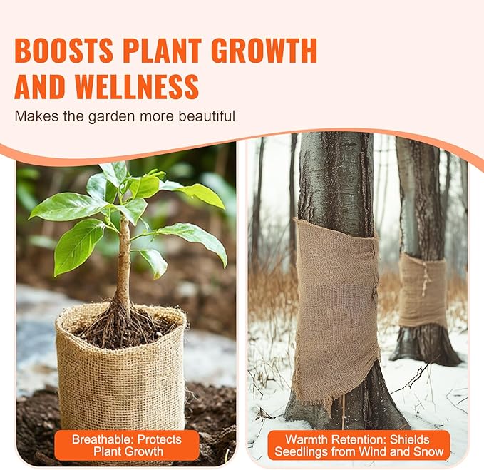 VEVOR Burlap Fabric Roll, 40” x 150 ft High Density Natural Jute Fiber Material for Outdoor Plant Care, Tree Wrap Roll, Decor, DIY Crafts, Wedding, Garden Weed Barrier, Plants & Trees Winter Covering