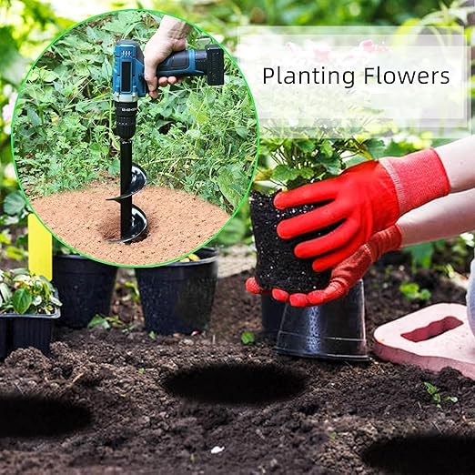 Garden Auger Drill Bit for Planting-1.6x16'' & 3.54x15.7,Ground Earth Spiral Drill Bit for 3/8" Hex Drive Drill, Yard Auger Drill for Bulbs Planting, Hole Digger Flowers,Umbrella Holes,Bedding Digging