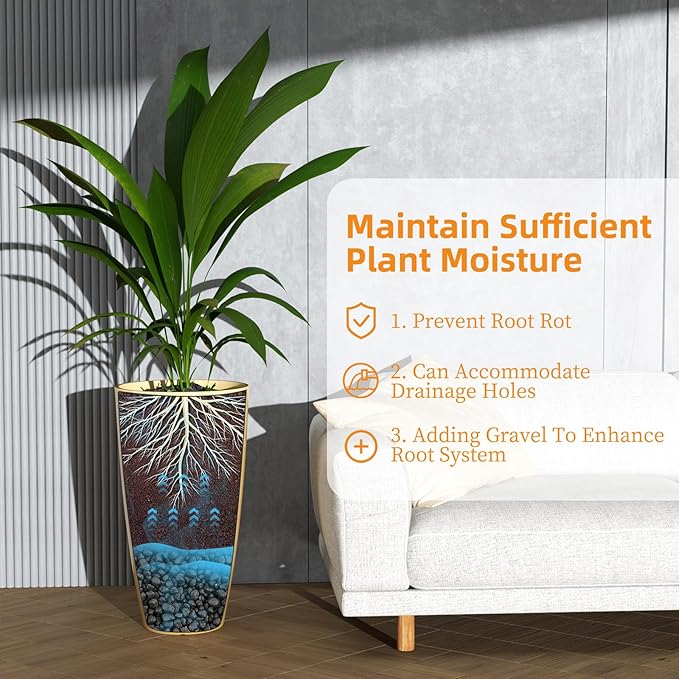 QCQHDU 21 inch Tall Planters for Indoor & Outdoor Plants, 2 Pack Sturdy Plant-Flower-Tree Pots for Front Porch Patio Deck Living Room Decor