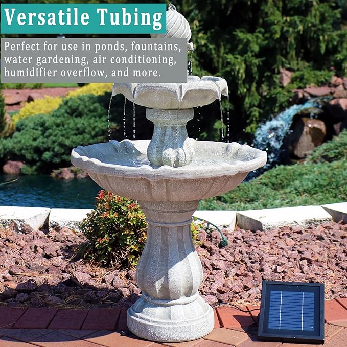 Black Vinyl Tubing 1/2” ID × 5/8” OD - 25 Feet PVC Flexible Plastic Tube Hybrid Hose, Transfer Water Air Oil for Pond Fountain Garden, Non-toxic and BPA free