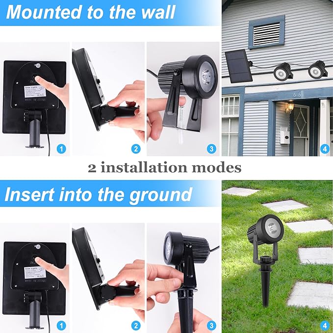 Solar Spot Lights Outdoor, Color Changing Lights RGB Landscape Lighting Waterproof Auto ON/Off Adjustable Garden Spotlight for Yard, Garden, Driveway, Pool, Lawn (6-in-1)