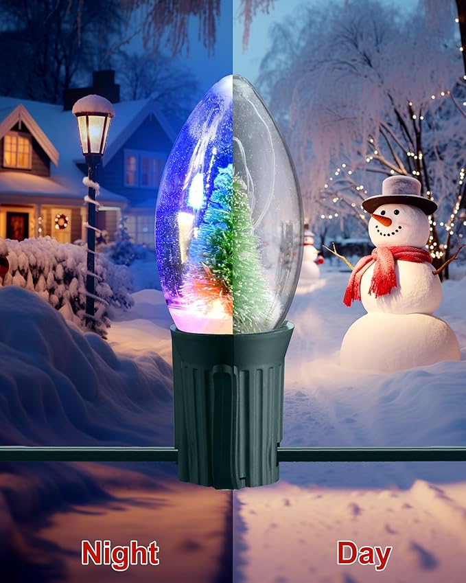 VCOKEN Christmas Pathway Lights Outdoor, 24.5FT Connectable C9 Christmas Walkway Lights with 20 LED and Stakes, Multicolored Waterproof C9 Christmas Lights Outdoor Decorations for Lawn Yard Sidewalk