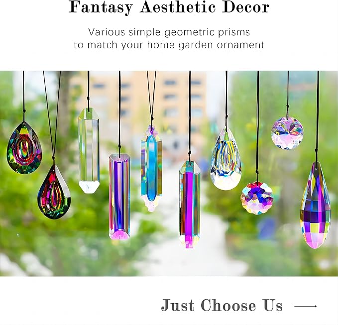 HDCRYSTALGIFTS 2pcs 120mm/5'' Large Crystal Sun Catcher Prisms Hanging for Window,AB Crystals for Suncatchers,Rainbow Maker Rectangle Crystal Stick Prisms for Balcony,Kitchen,Garden Decoration