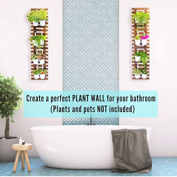 ShopLaLa Wall Planter - 2 Pack, Wooden Hanging Large Planters for Indoor Outdoor Plants, Live Vertical Garden, Plant Wall Mount Flower Pot Holder Hanger Stand Green Herb Wall Decor 47.2" (120cm)