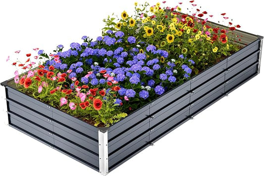 Galvanized Raised Garden Bed 7.5x4x1.3ft, 5 in 1 Durable Variable Planter Boxes Outdoor, Rust-Proof Metal Elevated Raised Beds for Gardening for Vegetables, Fruits, Flowers & Herbs
