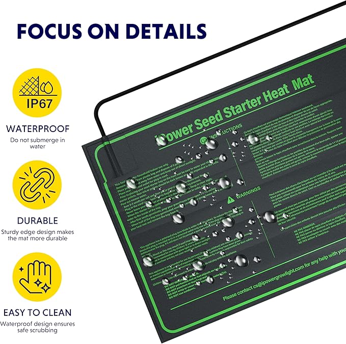 iPower Durable Seedling Heat Mat Warm 10" x 20" - 2 Pack Hydroponic Heating Pad Waterproof for Seed Starting Greenhouse and Germination