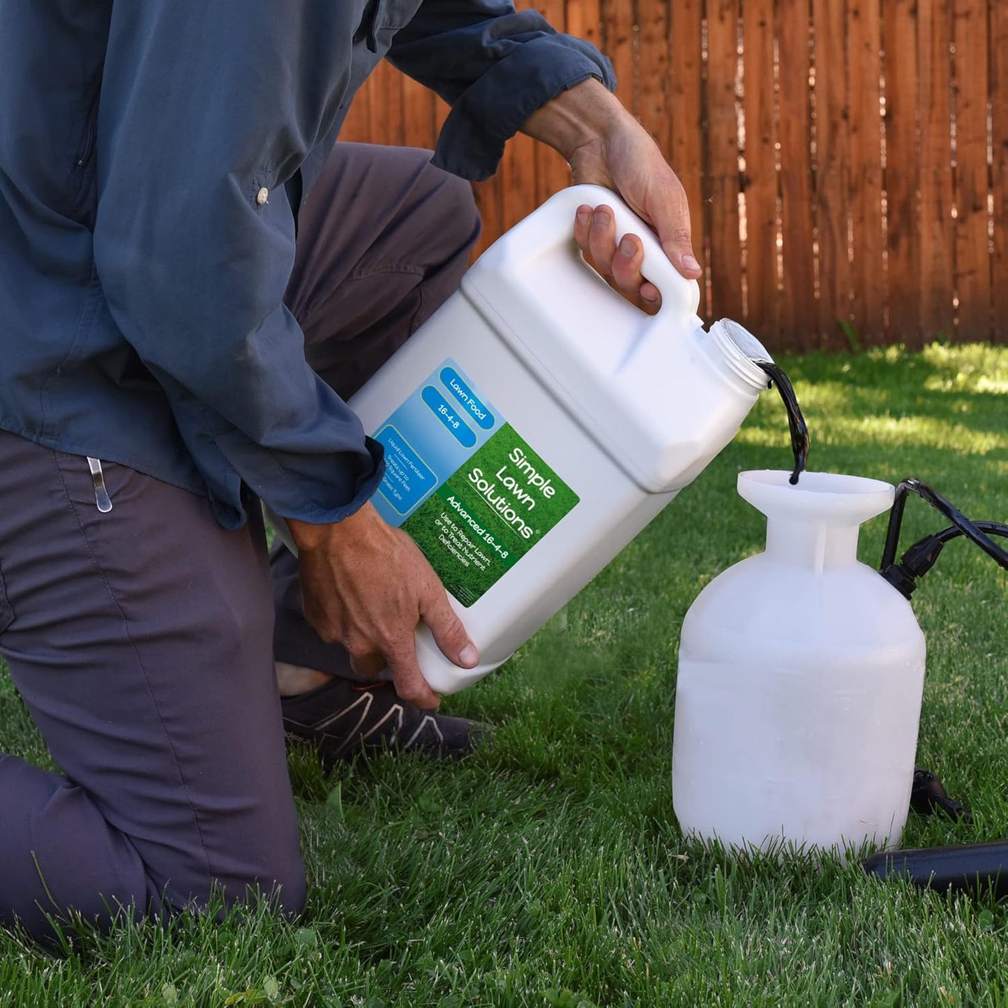 Advanced 16-4-8 Lawn Fertilizer - Liquid Lawn Food Spring & Summer Concentrated Spray - Any Grass Type- Fish and Seaweed Kelp- Balanced NPK - Simple Lawn Solutions (2.5 Gallons)