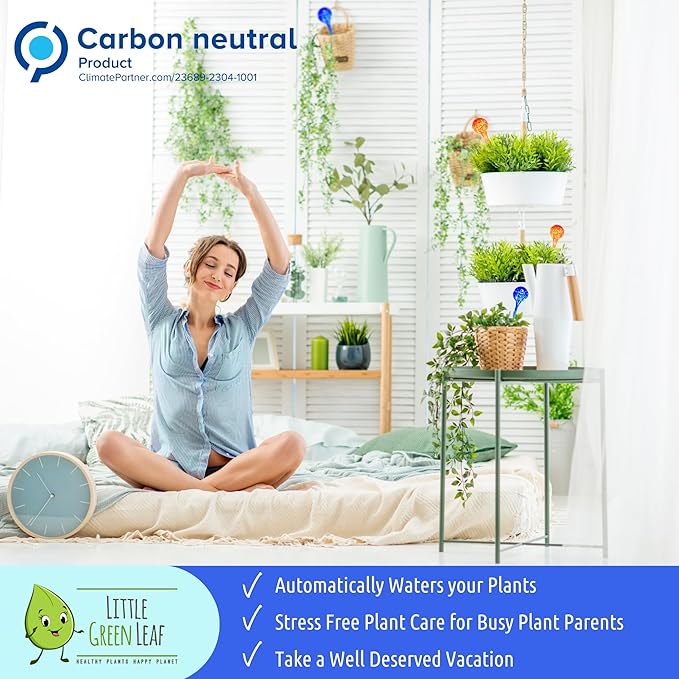 LGL Plant Watering Globes - Automatic Self Watering Globes. Decorative Self Watering Planter Inserts Made From Hand-Blown Durable Glass. Self Watering Spikes to Support Plant Health. 4 Pack, Medium.