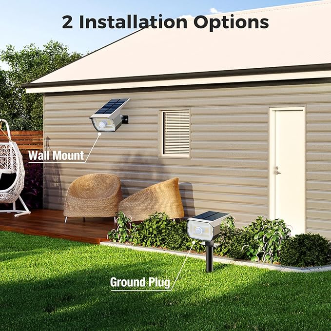 nipify 12 Pack Solar Spot Lights Outdoor Motion Sensor with 3 Modes,Solar Spotlights Outdoor Waterproof 2-in-1 Auto On/Off Solar Landscape Lighting for Outside Yard Wall Garden Pathway, Warm White