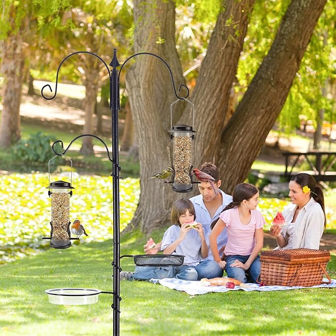 MIXXIDEA Wild Bird Feeders for Outdoors Hanging 2 Pack Stainless Steel Tube Bird Feeder, Water Resistant Finch Bird Feeder for Garden Backyard Decoration Attractive Metal Thistle Feeder (Coffee)