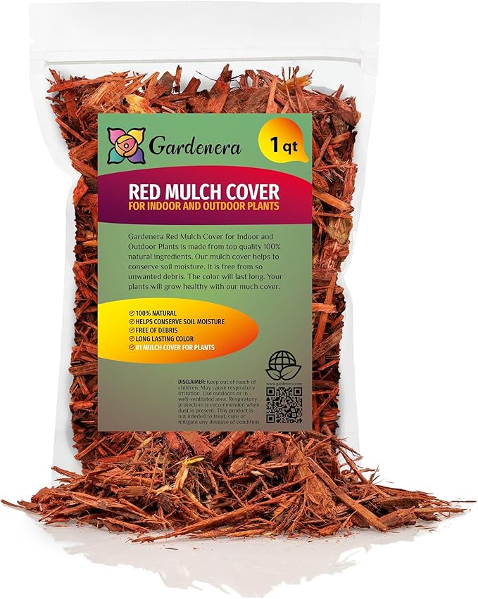 Premium Red Mulch Cover - Enhance Your Landscape with Vibrant Color and Nutrient-Rich Benefits - 1 Quart