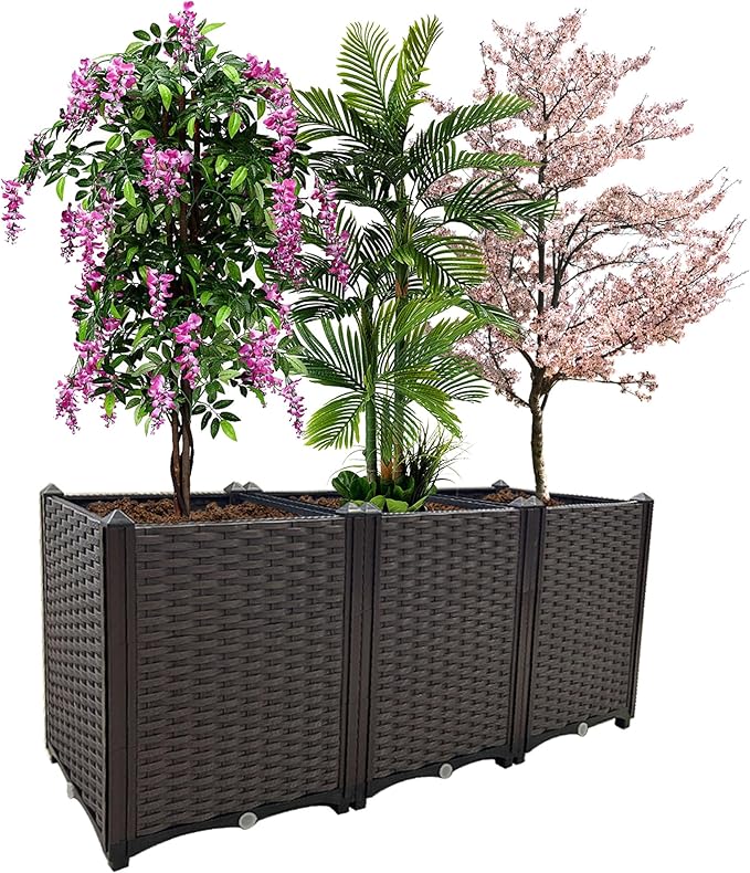 Raised Garden Bed Large Planters for Outdoor Plants Deepened Plant pots Planter Box Elevated Garden Patio Balcony Deck to Planting Flowers Vegetables Tomato and Herbs