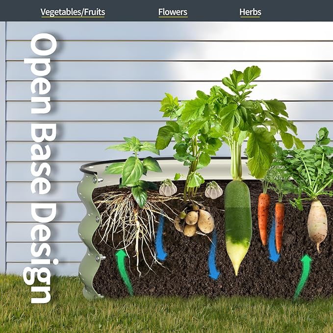 Kesfitt Raised Garden Bed Kit,Outdoor Galvanized Planter Large Metal Raised Boxes with Safety Edging and Gloves for Gardening Vegetables,Fruits,Flower(5x2x1FT)