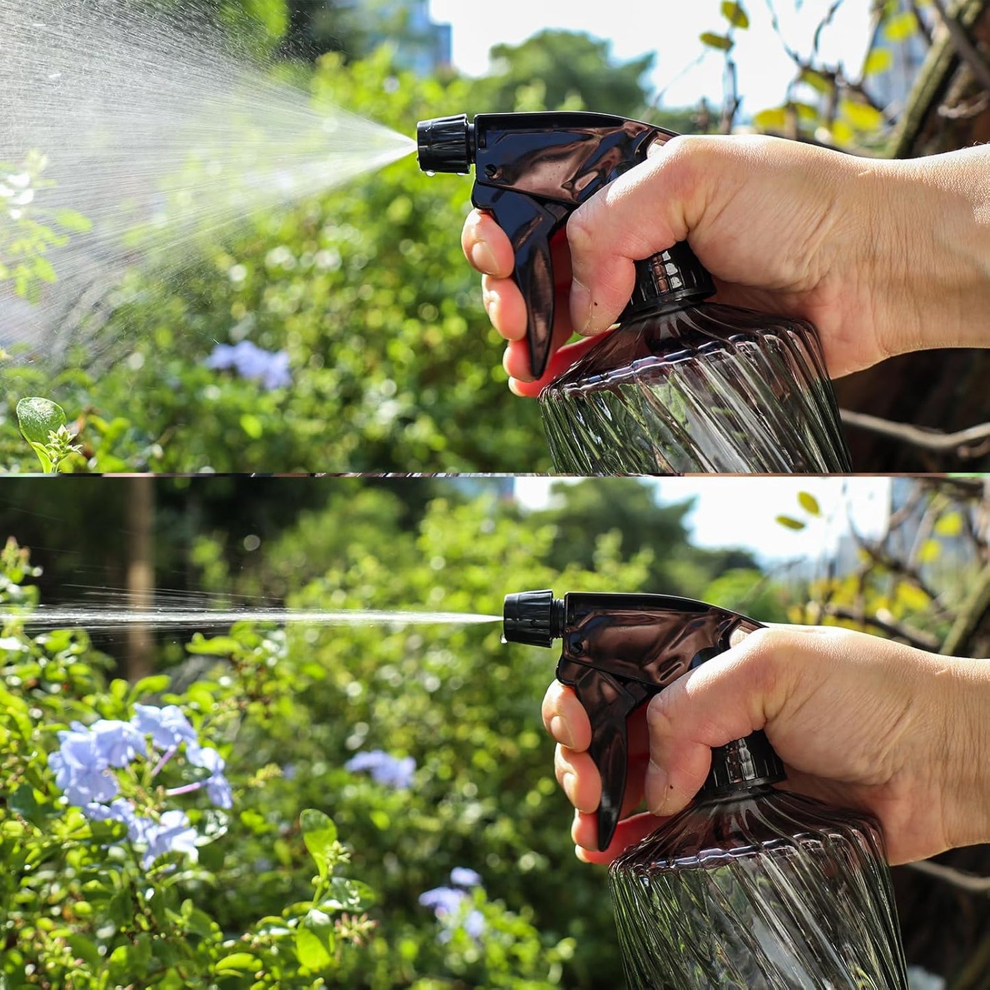 OFFIDIX Fine Mist Plant Mister,Handheld Pressure Glass Spray Bottles,0.45L/15.22oz Watering Can with Adjustable Nozzle for Outdoor Indoor Gardening and Cleaning Work(Diagonal Light Green)