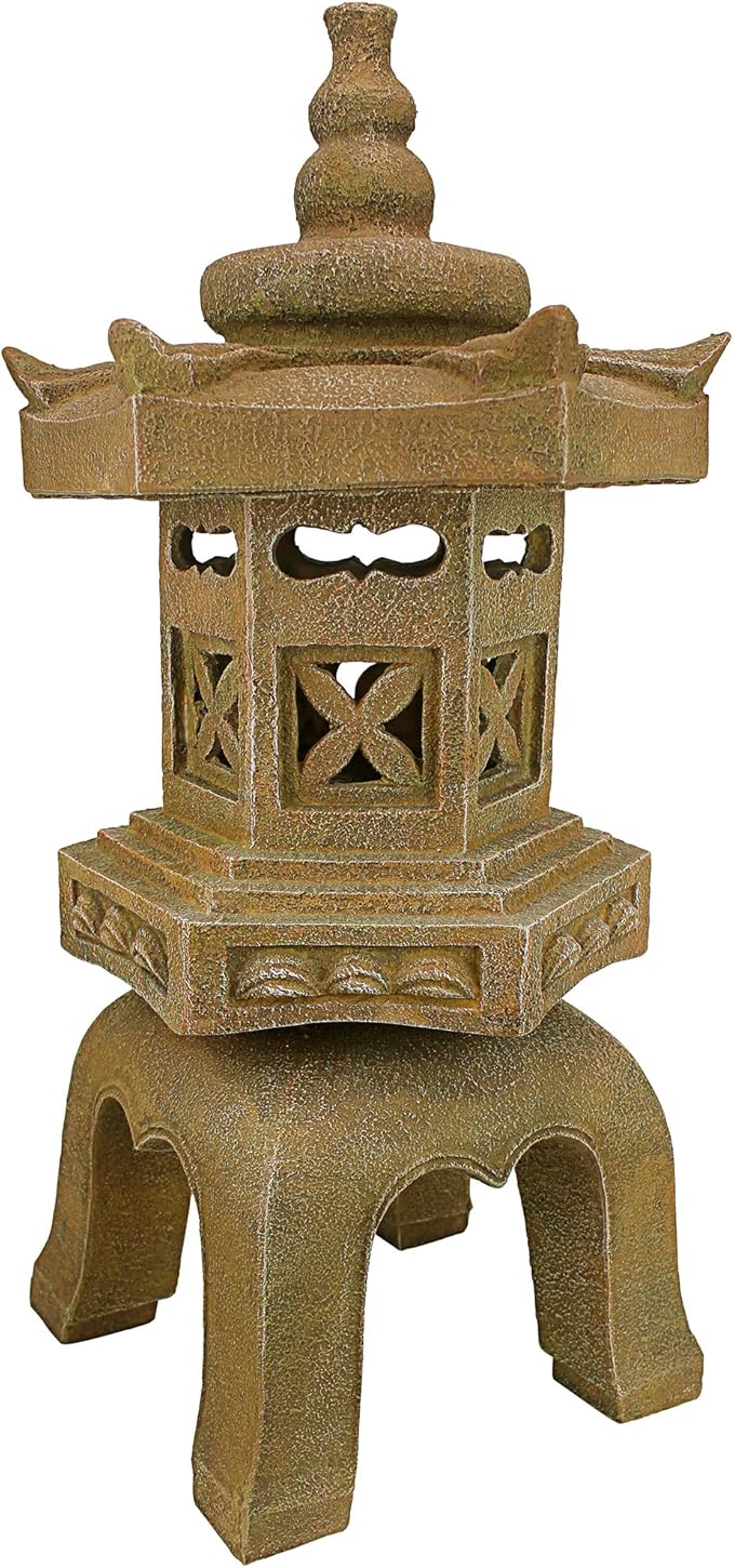 Design Toscano SS8577 Sacred Pagoda Lantern Asian Decor Garden Statue, Large, Gothic Stone