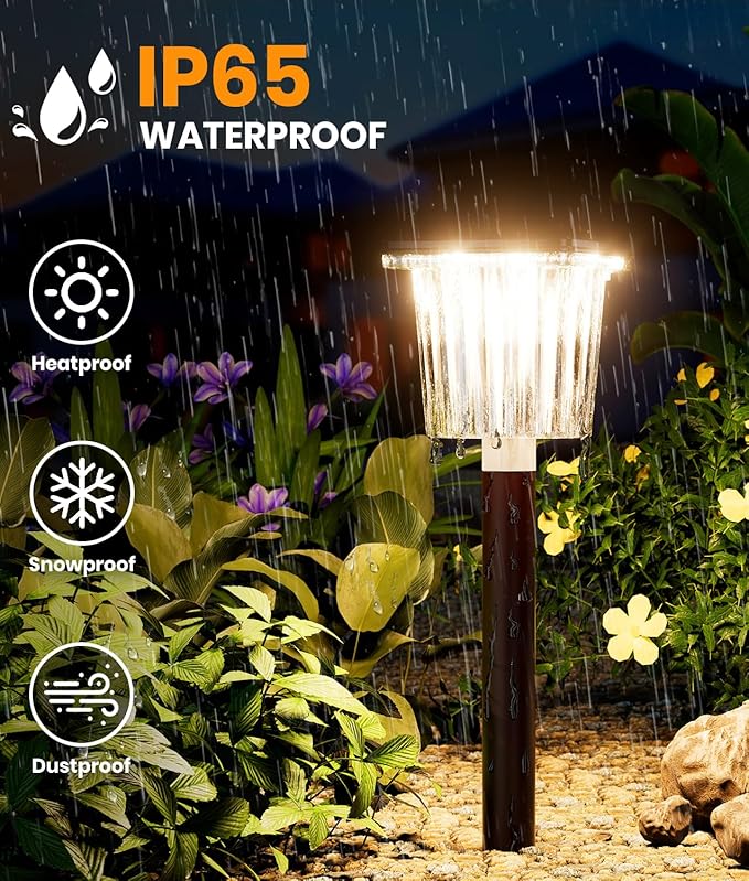 Super Bright Solar Pathway Lights Outdoor Powered,Adjustable Warm&Cool White,Waterproof IP65 Garden Decor Landscape Lighting Outside for Yard/Patio/Walkway/Driveway/Landscape (Cocoa Brown, 4 Pack)