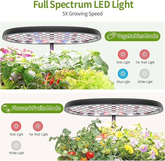 Indoor Hydroponics Growing System, 12 Pods Smart Herb Garden Planter with LED Grow Light Plant Germination Kit (No Seeds), Ideal Gift for Gardening Lovers, Gift Ideas for Women Men