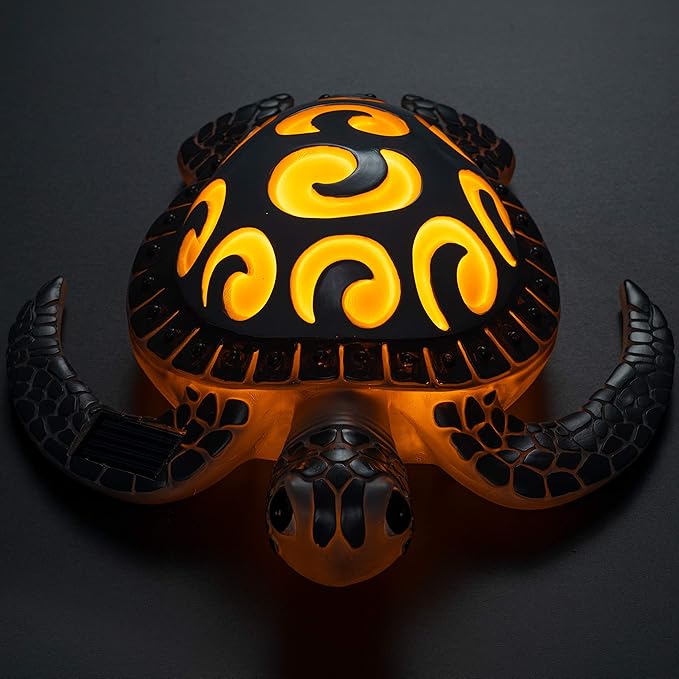 VP Home Tribal Sea Turtle Solar Powered Outdoor Decor Garden Light with LED Glowing Shell Great Addition for Your Garden, Decorations for Outside Patio Lawn Yard
