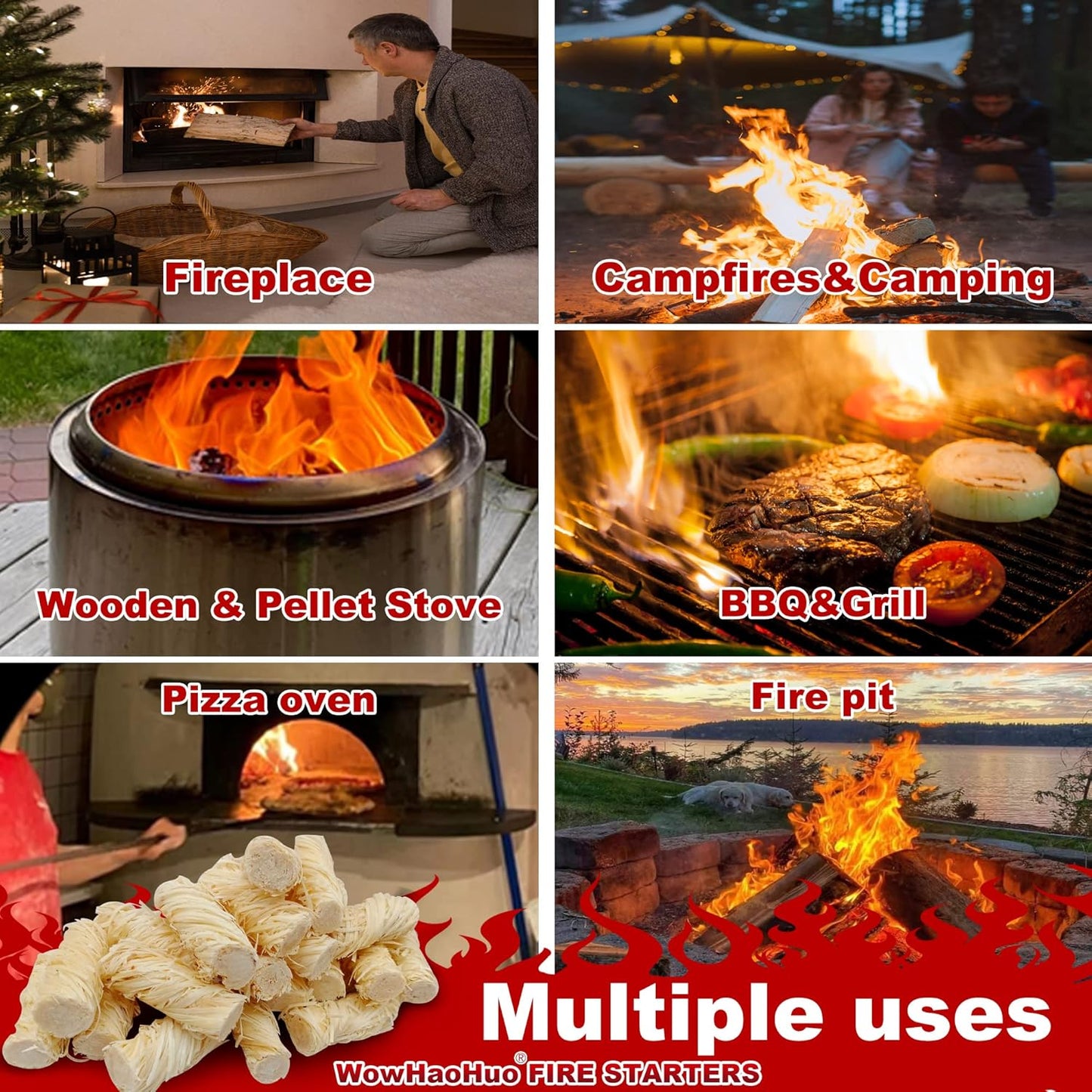 165Pcs Fire Starters for Fireplace, Campfire, BBQ, Grill Starter - All-Weather Firestarter - Charcoal Starter for Indoor and Outdoor