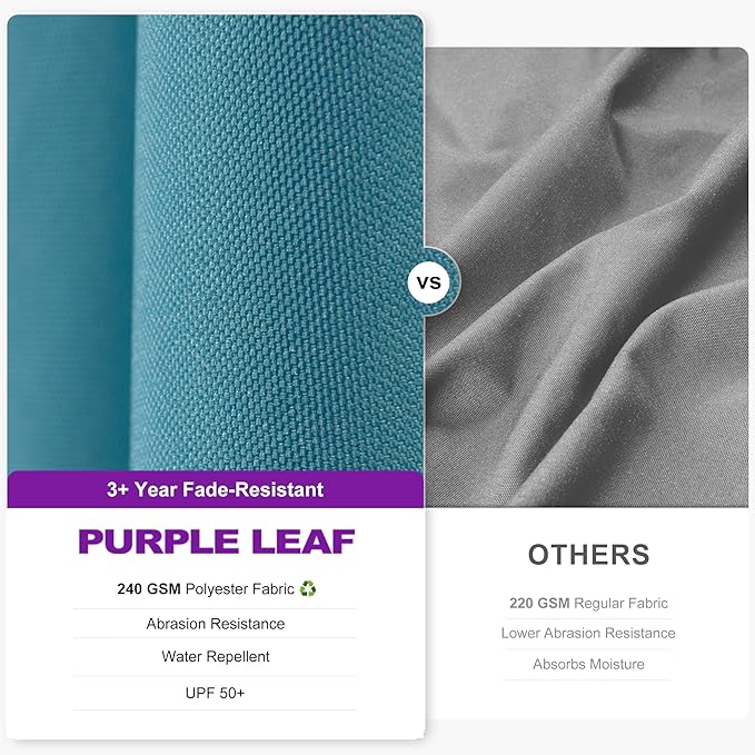 PURPLE LEAF 9.8' X 9.8' Tilting Patio Umbrella with Base Outdoor Cantilever Swivel Square Umbrella with Tilt Aluminum Offset Umbrella with 360-degree Rotation for Garden Deck Pool Patio Turquoise Blue