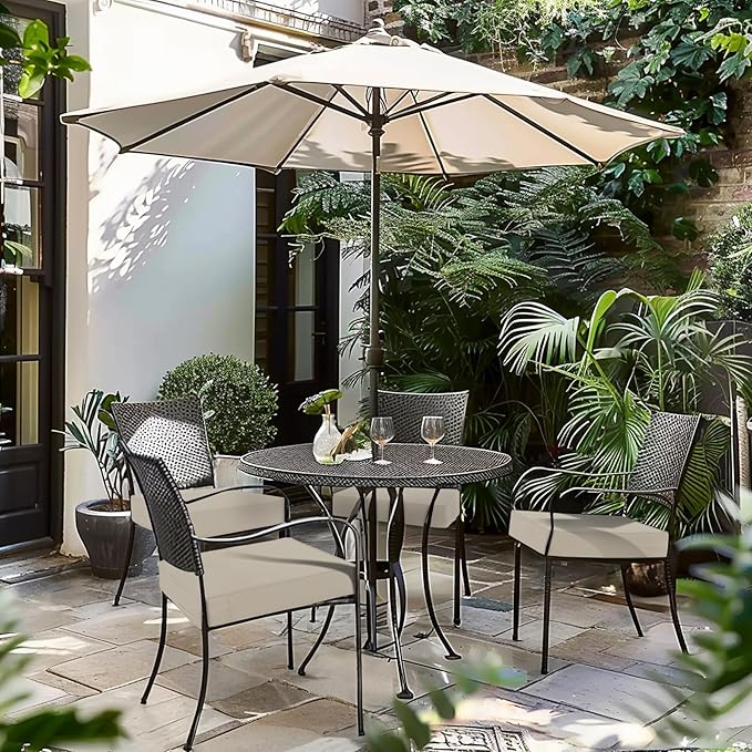 Favoyard Patio Chair Cushions 19 x 19 x 3 Inch Waterproof Outdoor Seat Cushions for Patio Furniture 3-Year Color Fastness Garden Sofa Couch Chair Pads with Handle & Adjustable Straps Set of 2, Beige