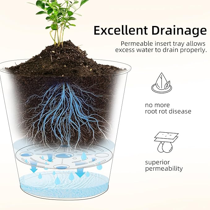 KOL 28" H. Tall Metal Cone Planters with Inner Pots 2-Pack, White Hand-Hammered Large Decor Planter for Deck, Patio, Porch - Handcrafted Flower Pot - with Water Level Indicator - Indoor Outdoor Use