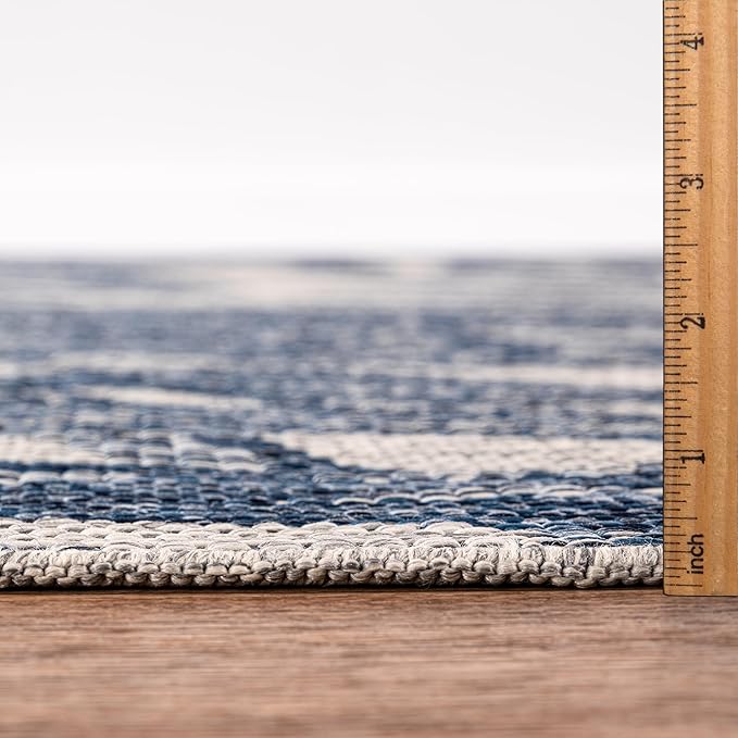 Keen Home Design Terrace Outdoor Round Rug - 5ft Round Washable Indoor/Outdoor Rug for Patio, Kitchen, Balcony, Beach, Garden, Deck and Porch, Size: 5'3" Round