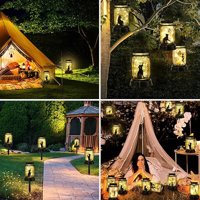 Dog Solar Lanterns Dog Lover Gifts for Women Men Dog Lovers Gifts Hanging Dog Lanterns with Stake for Yard Lawn Garden Decor Waterproof Dog Lights