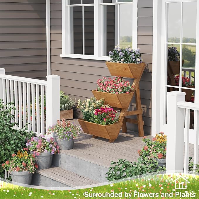 Small Raised Garden Bed, 3 Tier Vertical Garden Planter for Indoor & Outdoor, Raised Planter Box with Legs