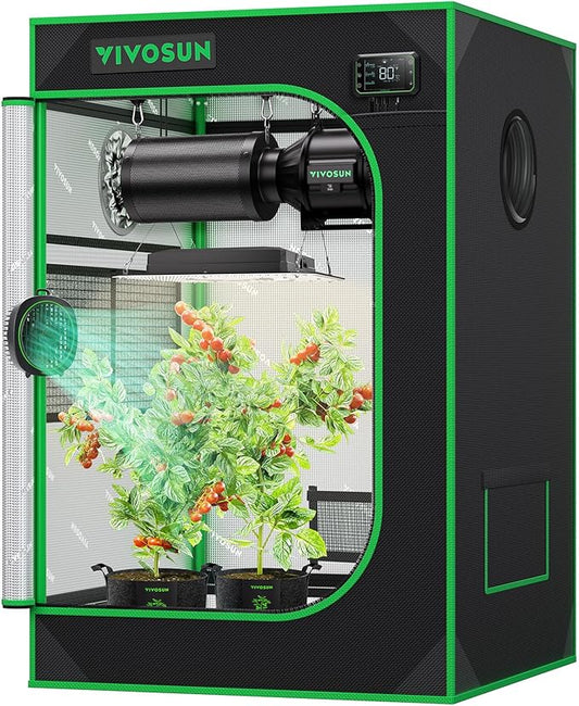 VIVOSUN S223 2x2 Grow Tent, 24"x24"x36" High Reflective Mylar with Observation Window and Floor Tray for Hydroponics Indoor Plant for VS1000