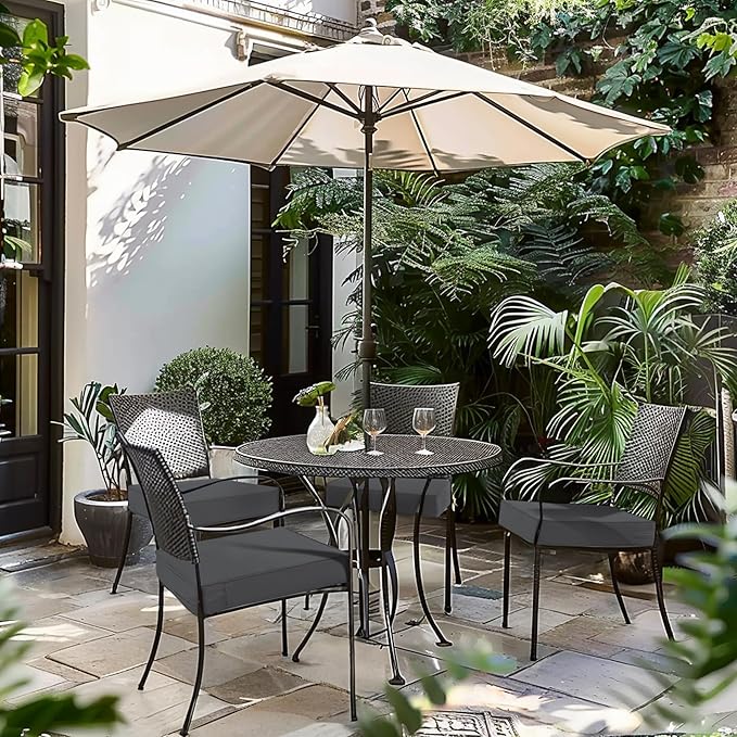 Favoyard Patio Chair Cushions 18 x 18 x 3 Inch Waterproof Outdoor Seat Cushions for Patio Furniture 3-Year Color Fastness Garden Sofa Couch Pads with Handle & Adjustable Straps Set of 2, Dark Grey