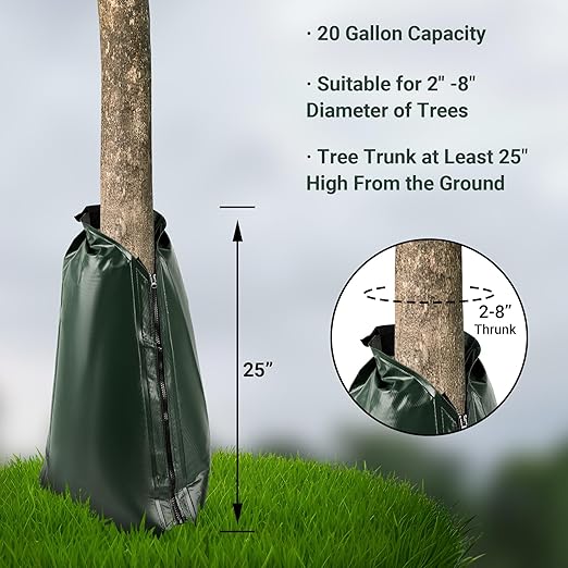 Tree Watering Bags 20 Gallon, Slow Release Gator Bags for Trees, Durable PVC Tree Drip Irrigation Bags with Heavy Duty Zipper, Deep Root Targeting - 3 Pack