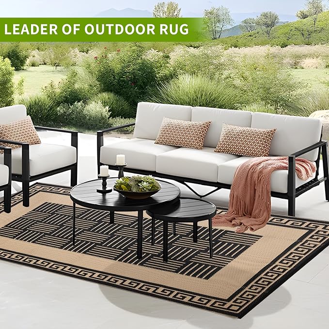 Outdoor Rug 8x10 ft Waterproof, Reversible Outdoor Plastic Straw Rug for Patios Clearance, Outdoor Area Rug Carpet RV Mat for Camping Backyard Deck Porch