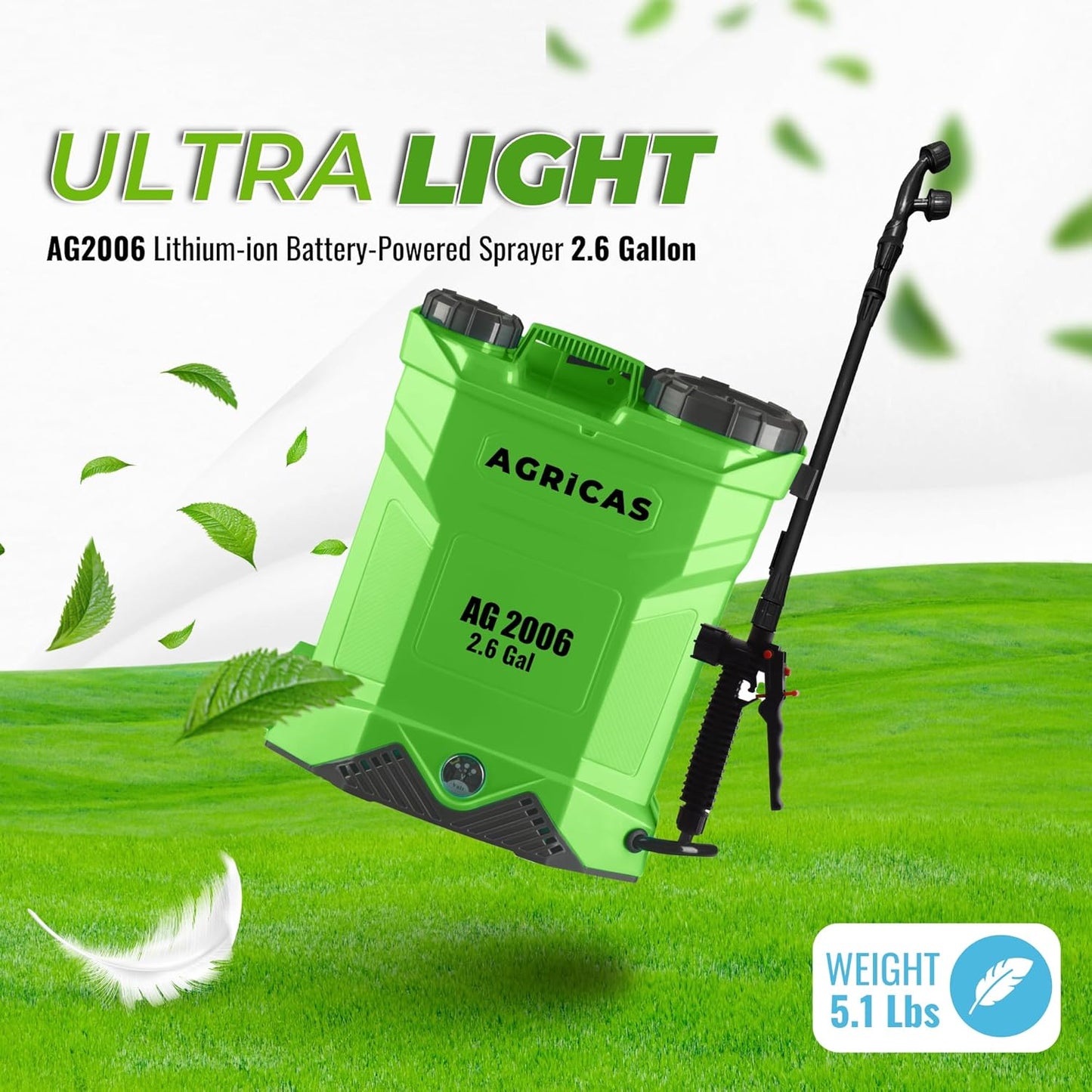 Battery Powered Backpack Sprayer 2.6 Gallon, 0-70 PSI Adjustable Pressure, Long-Lasting Lithium-Ion Battery&Charger, 7 Nozzles, Lawn and Garden Electric Sprayer for Weed/Pest Control Watering and more