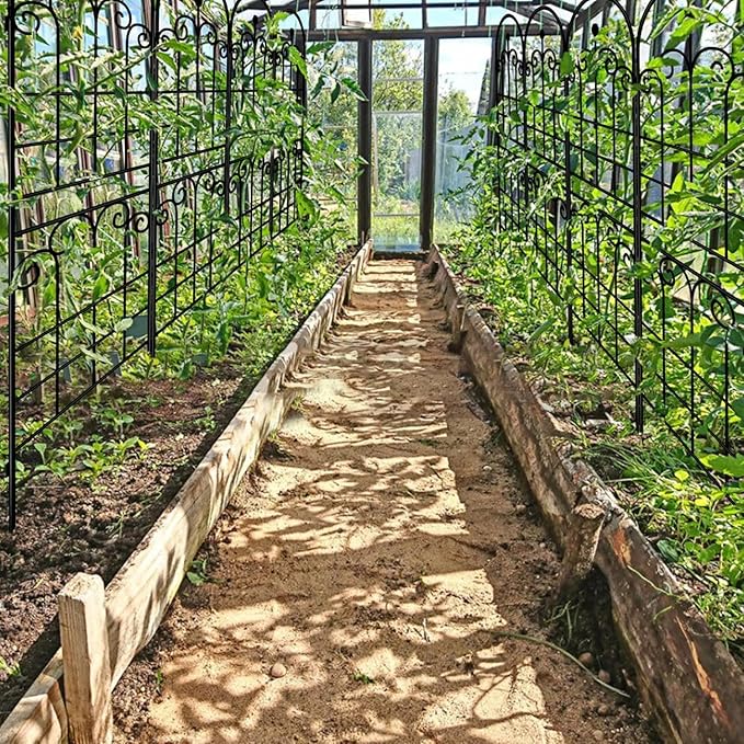 LZRS 2 Pack 71x20in Rustic Iron Arch Decoration Garden Trellis with Black Metal Coating – Perfect for Supporting Climbing Plants Outdoor, Roses, Vines, Flowers, and Vegetables.