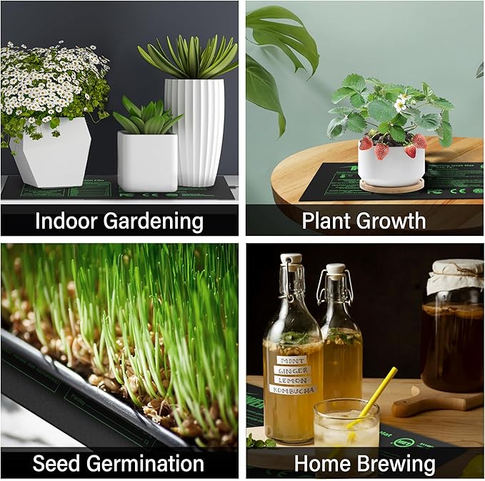 iPower 2-Pack Seedling Heat Mat for Plants with Dual Digital Temperature Controller, MET Certified Heating Pad, 10" x 20.75", Black