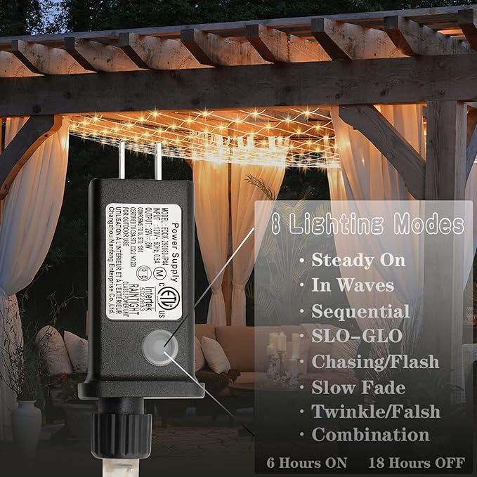 Eueasy LED Net Lights, 270 LED 10x10FT with Timer & 8 Lighting Modes, Outdoor Net Lights for Gazebo, Bush, Wedding, Holiday